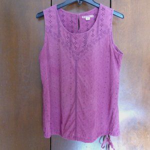 Ruffhewn Purple Cotton Eyelet Sleeveless Blouse Top Tank Medium